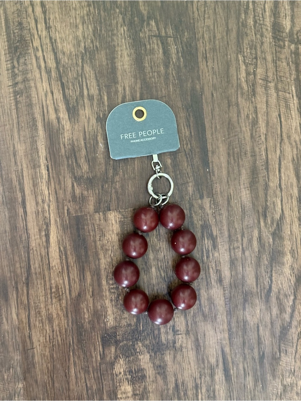 Free People Burgundy Beaded Key Ring Bracelet